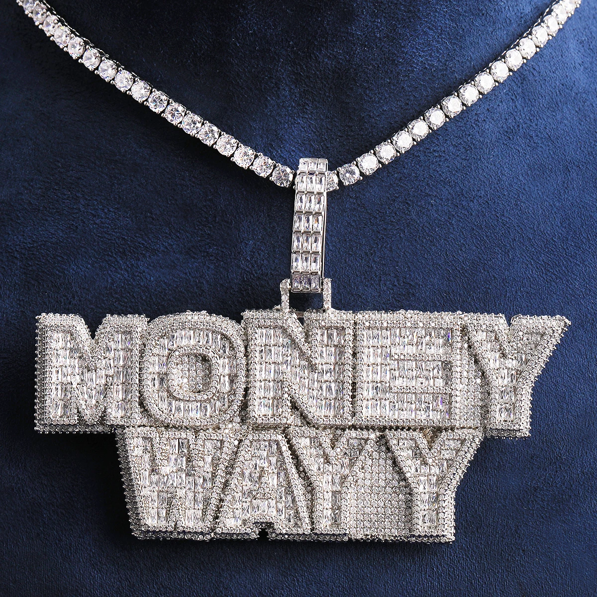 Bubble Letter Iced Out Custom Name Necklace Pendant for Men Real Gold Plated Hip Hop Jewelry