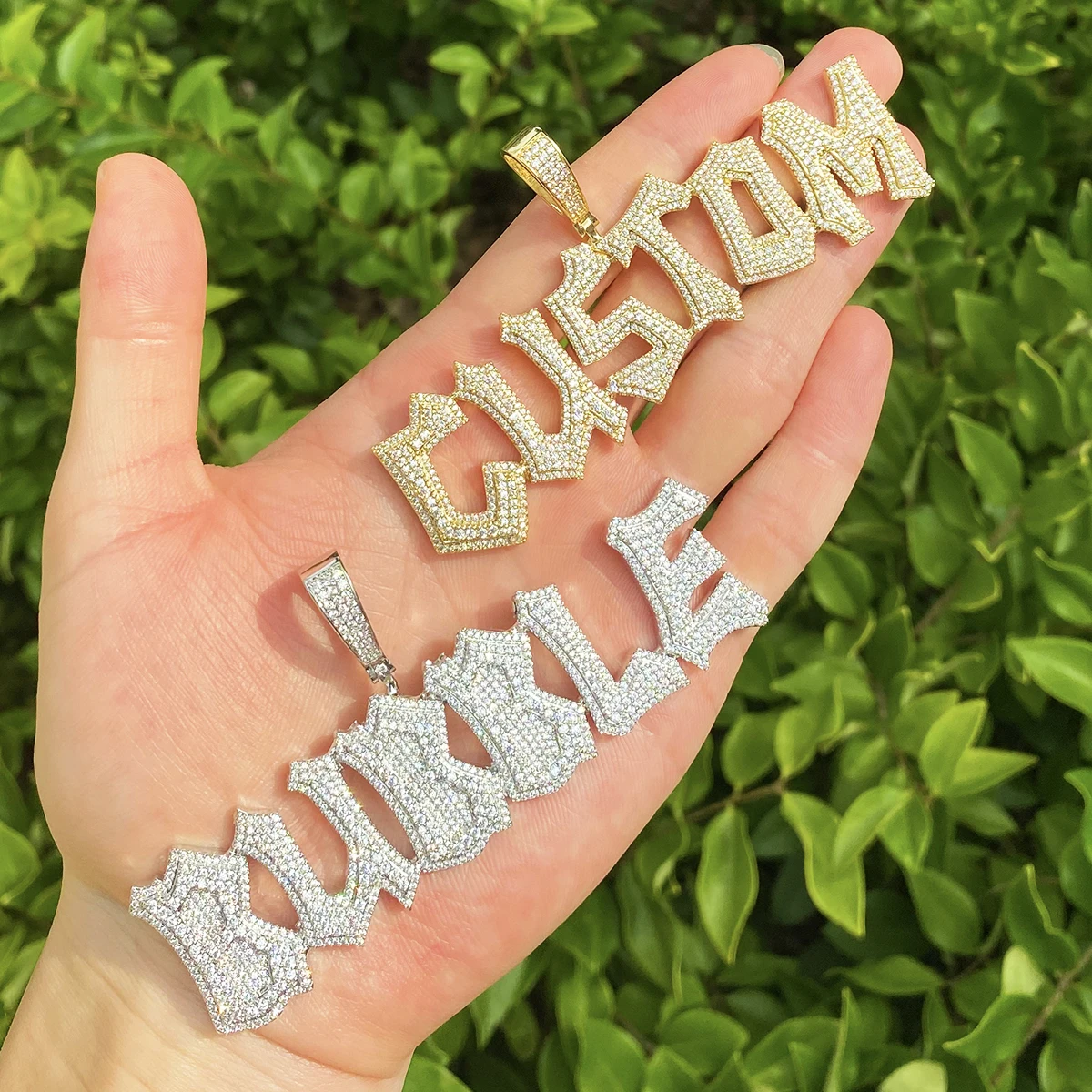 Bubble Letter Iced Out Custom Name Necklace Pendant for Men Paved Setting 5A Cubic Zirconia Hip Hop Jewelry