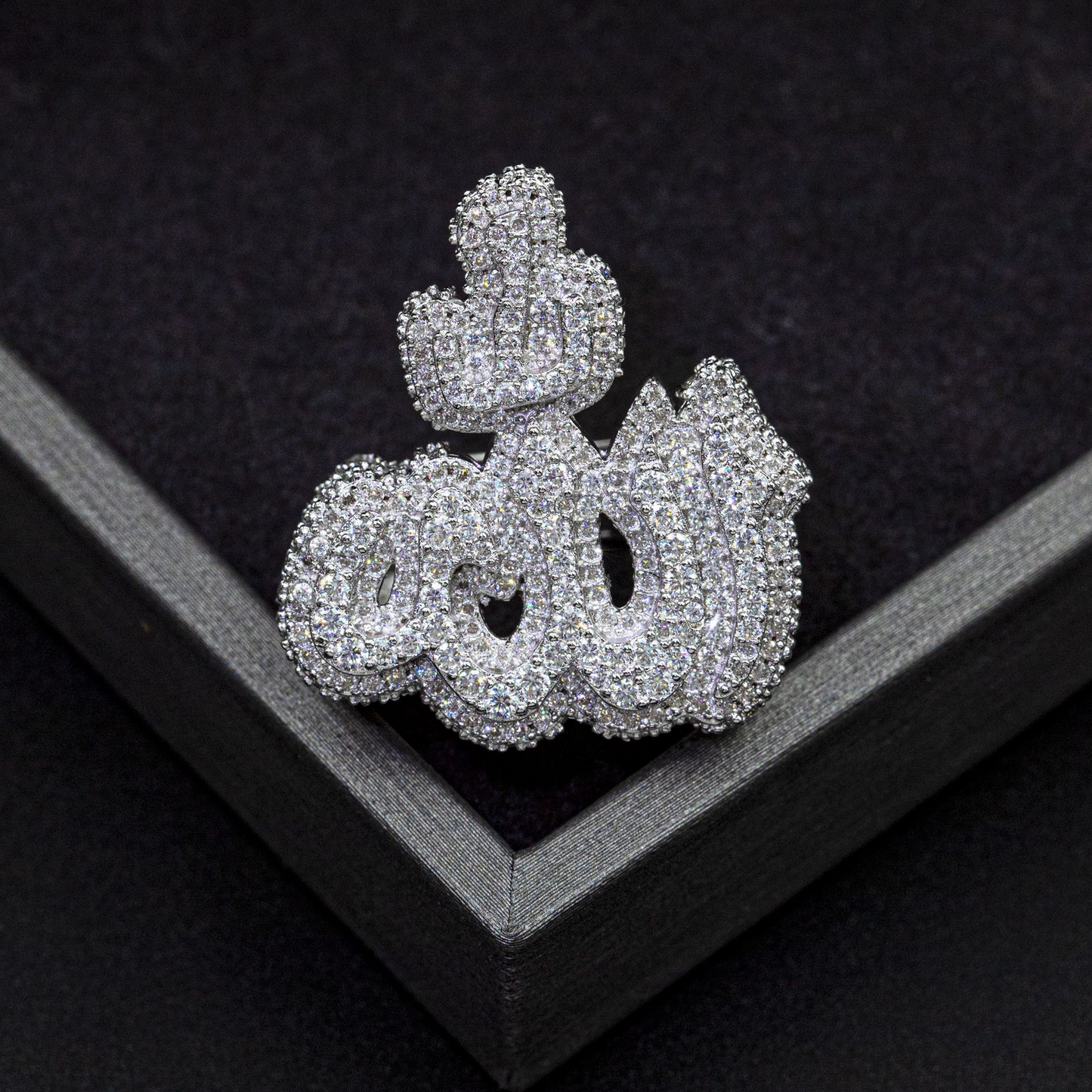 Bubble Letter Silver Moissanite VVS Ahlla Ring for Men Hip Hop Jewelry
