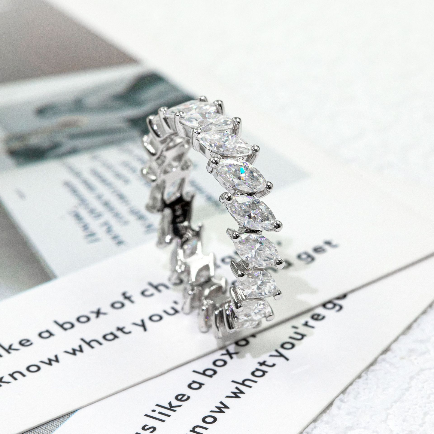 Bubble Letter Silver Moissanite VVS Leaf Shape Ring for Women Hip Hop Jewelry