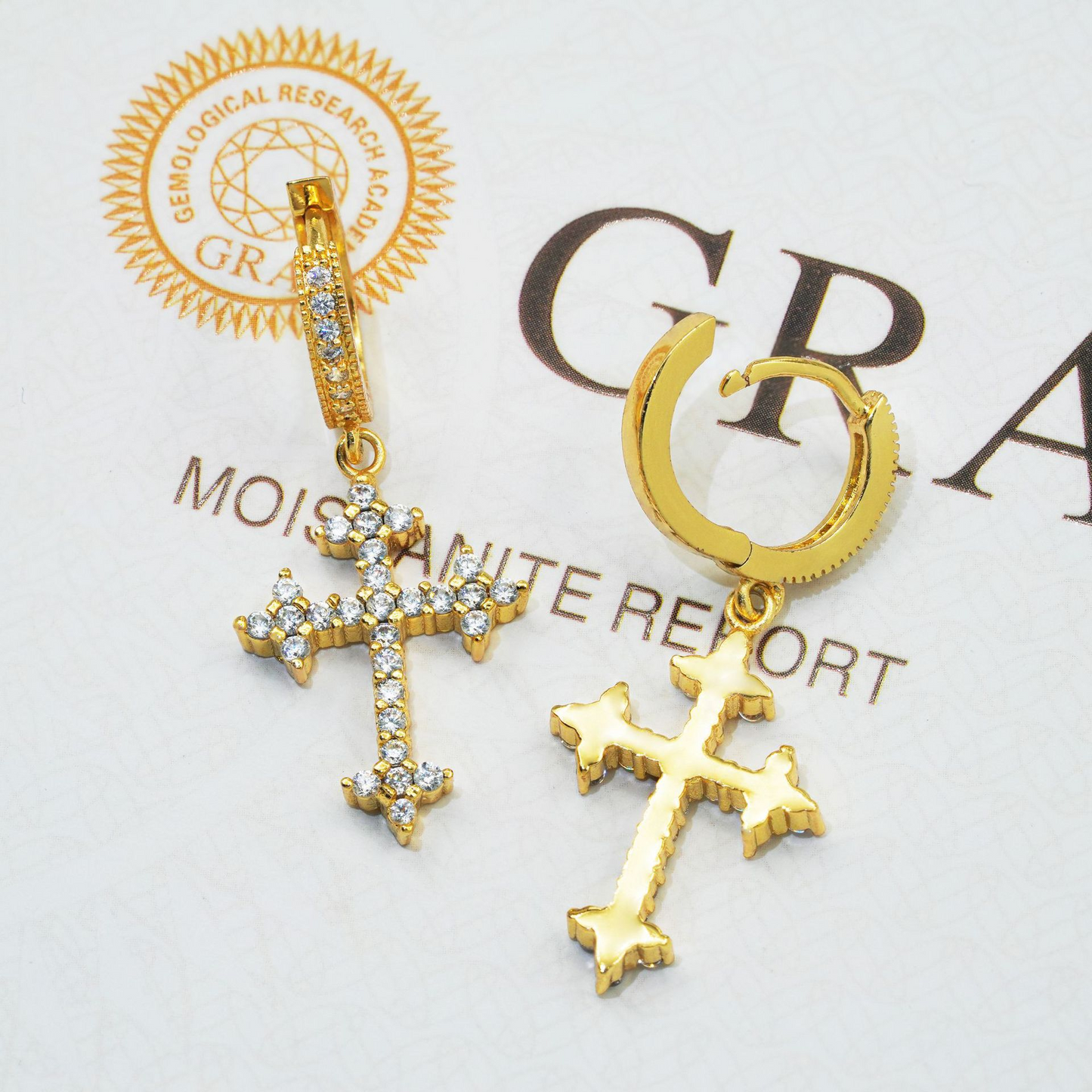 Bubble Letter Silver Moissanite VVS Cross Eardrop Earring for Men Hip Hop Jewelry