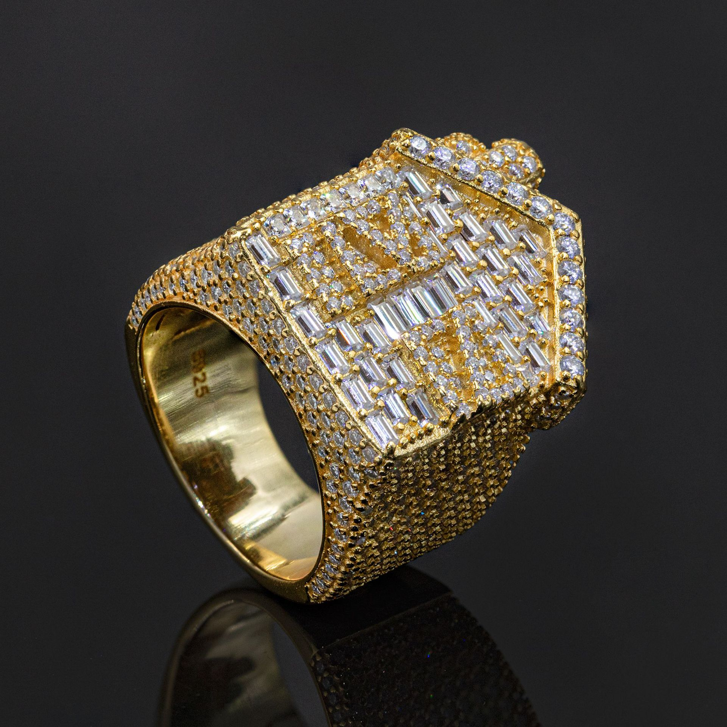 Bubble Letter Silver Moissanite VVS House Ring for Men Hip Hop Jewelry