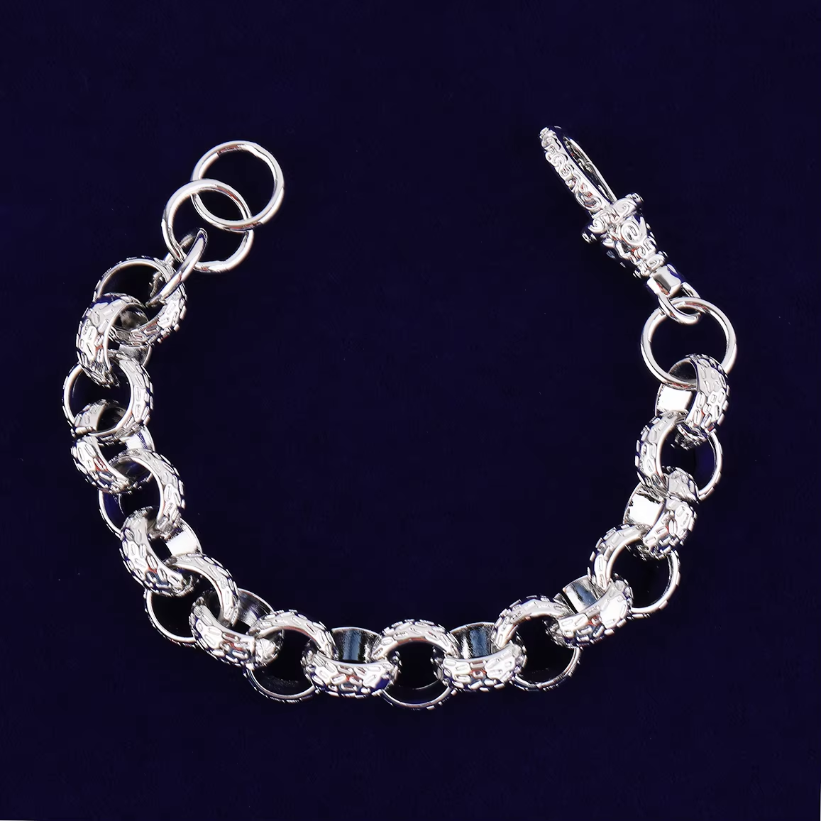 Bubble Letter Cuban Link Bracelet for Men Real Copper Hip Hop Jewelry