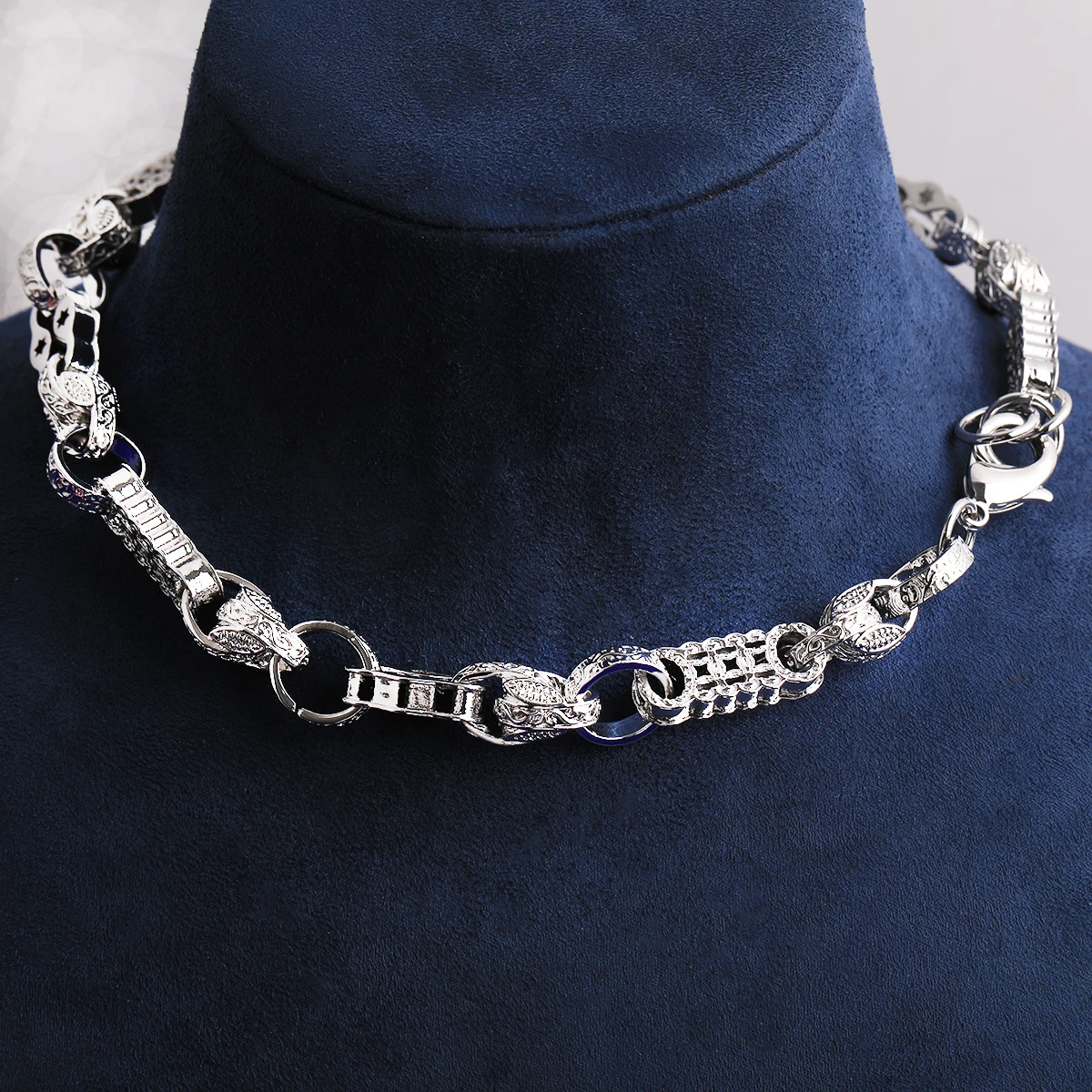 Bubble Letter Iced Out Star Bar Tulip Link Necklace Choker for Men Real Gold Plated Cubic Zirconia Hip Hop Jewelry