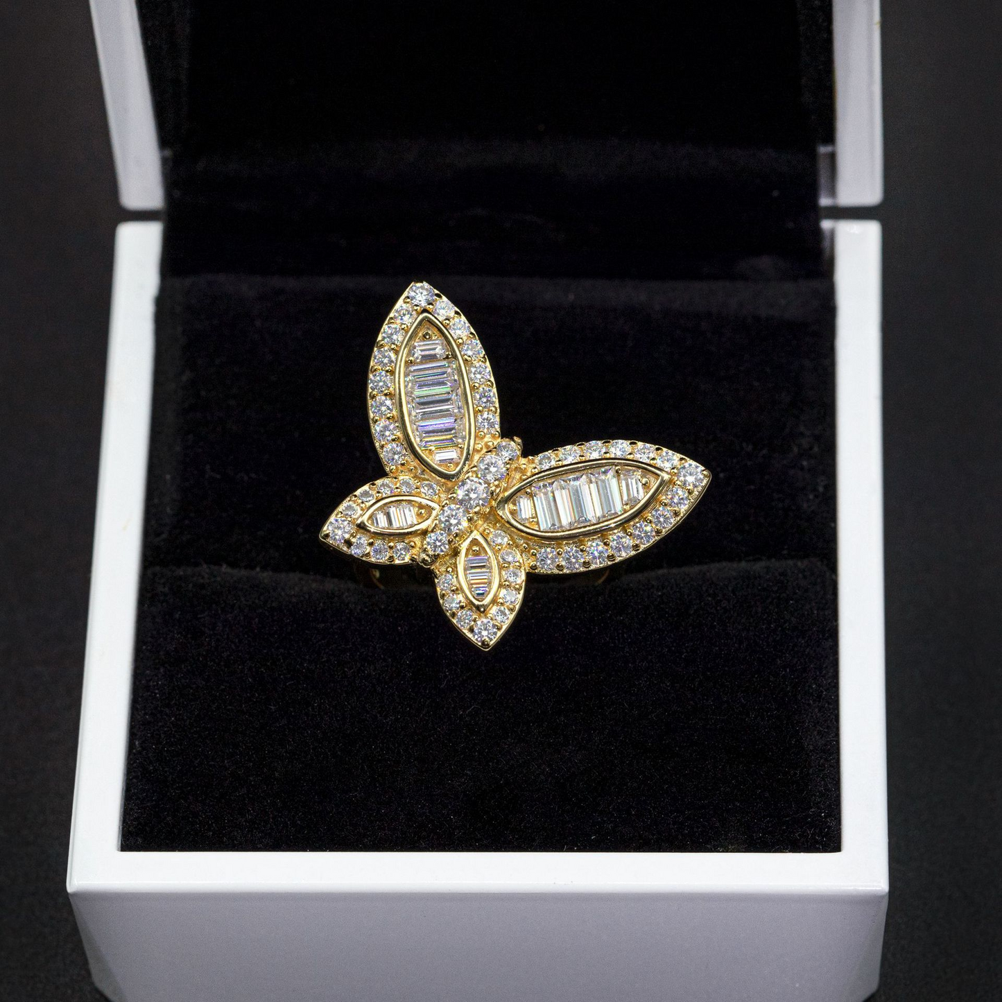 Bubble Letter Silver Moissanite VVS Baguette Butterfly for Women Hip Hop Jewelry