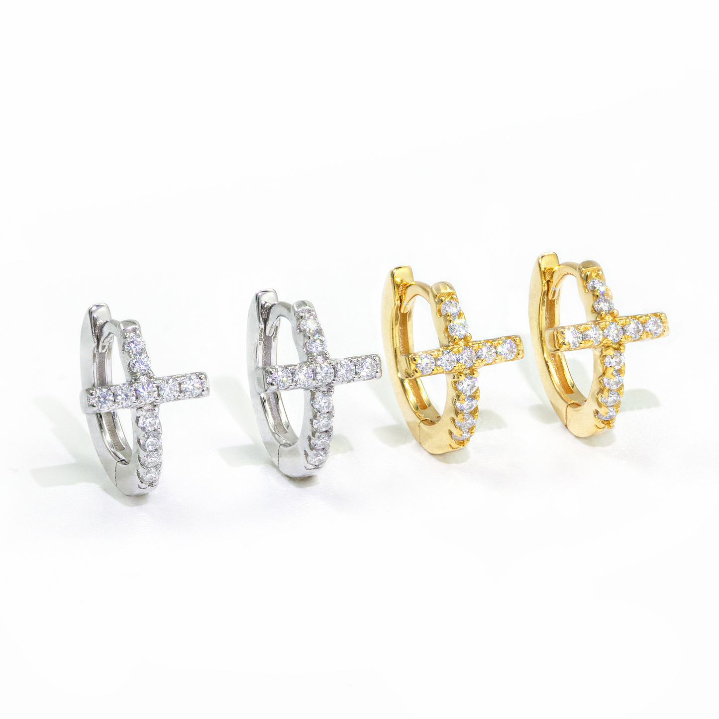 Bubble Letter Silver Moissanite VVS Cross Eardrop Stud Earring for Men Hip Hop Jewelry