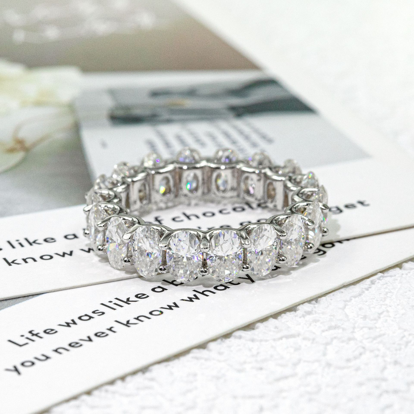 Bubble Letter Silver Moissanite VVS Oval Ring for Men Hip Hop Jewelry