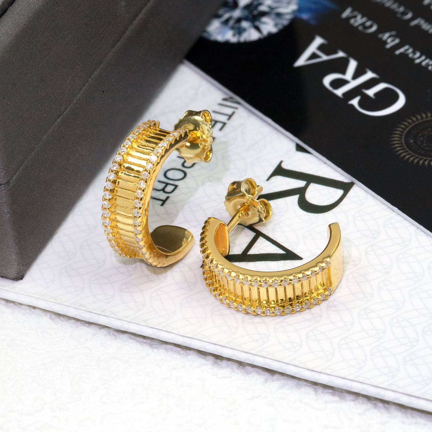 Bubble Letter Silver Moissanite VVS Half Round Stud Earring for Men Hip Hop Jewelry