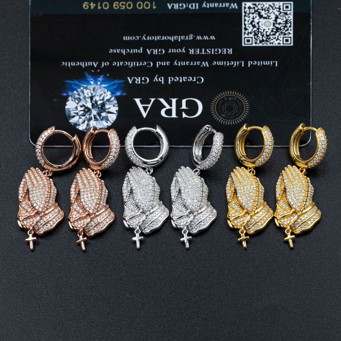 Bubble Letter Silver Moissanite VVS Pray Cross Stud Earring for Men Hip Hop Jewelry