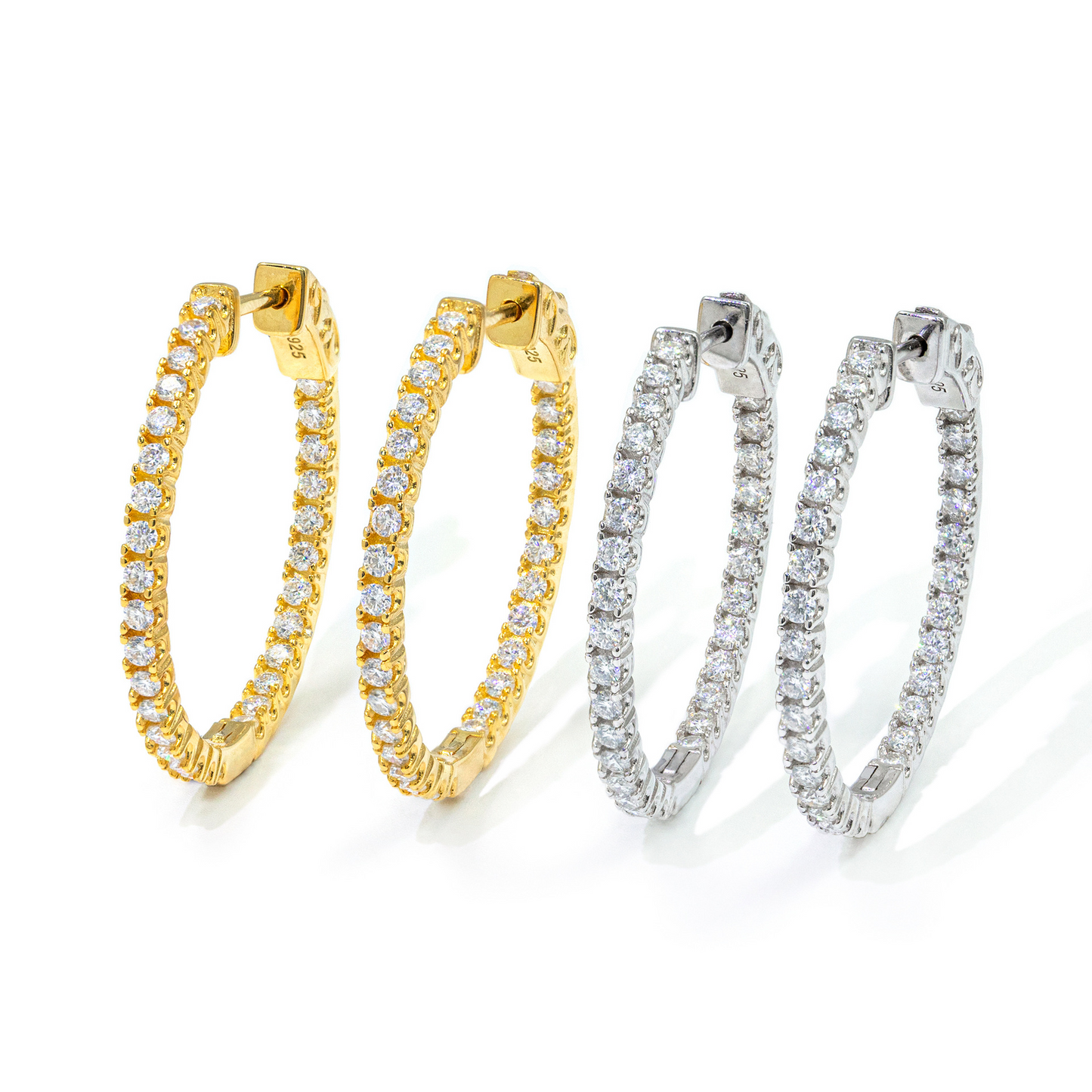 Bubble Letter Silver Moissanite VVS Tennis Eardrop Earring for Women Hip Hop Jewelry