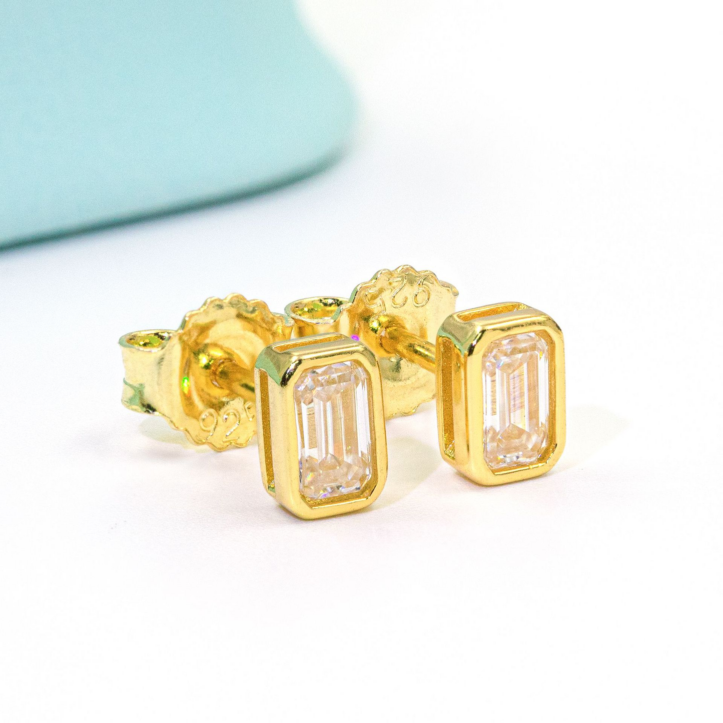 Bubble Letter Silver Moissanite VVS Rectangle Baguette Stud Earring for Men Hip Hop Jewelry