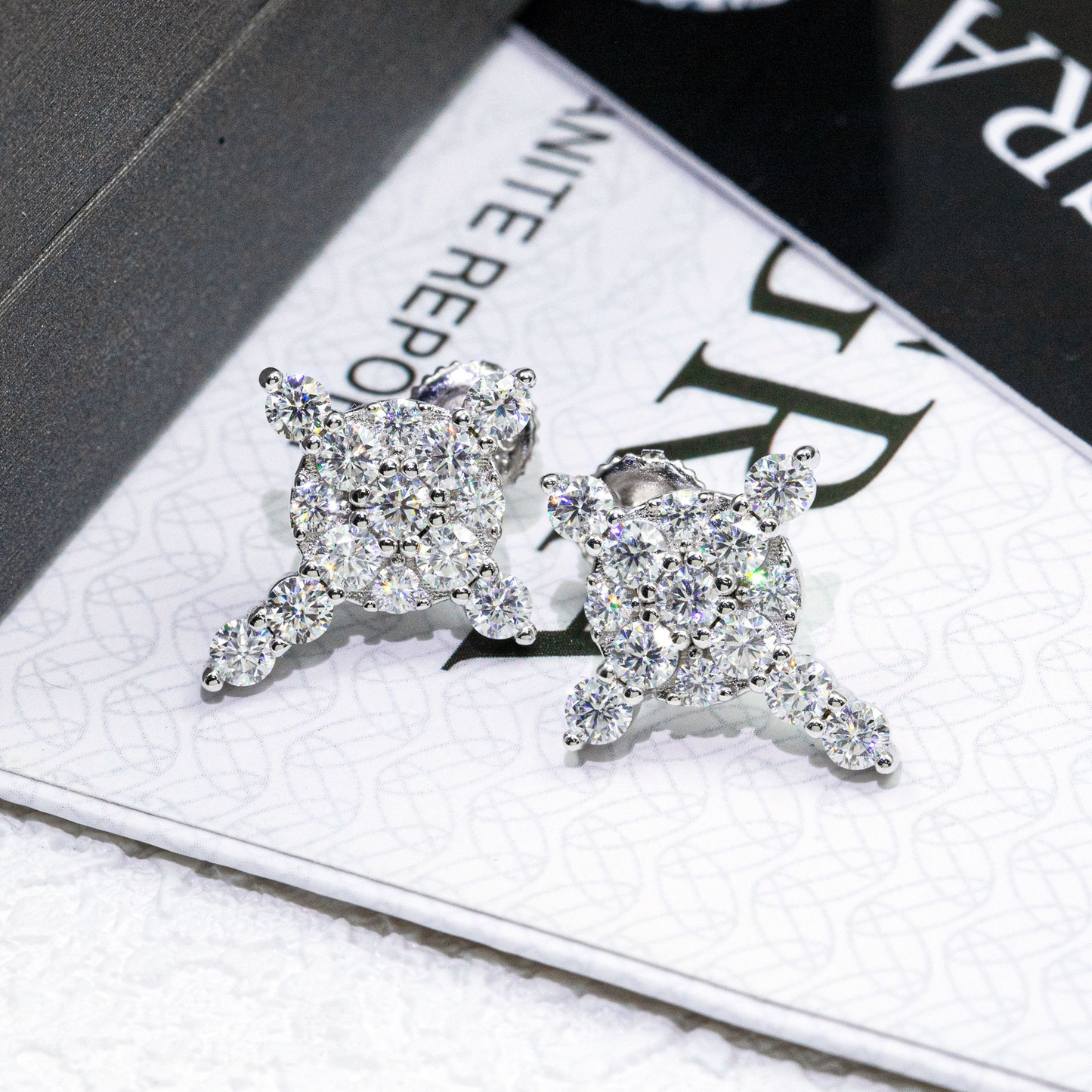 Bubble Letter Silver Moissanite VVS Round Cross Stud Earring for Men Hip Hop Jewelry