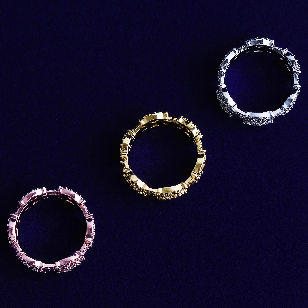 Bubble Letter Iced Out Templar Ring for Men Real Gold Plated Cubic Zirconia Hip Hop Jewelry