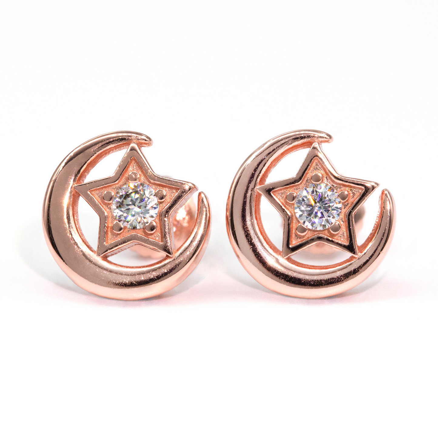 Bubble Letter Silver Moissanite VVS Moon Star Stud Earring for Women Hip Hop Jewelry