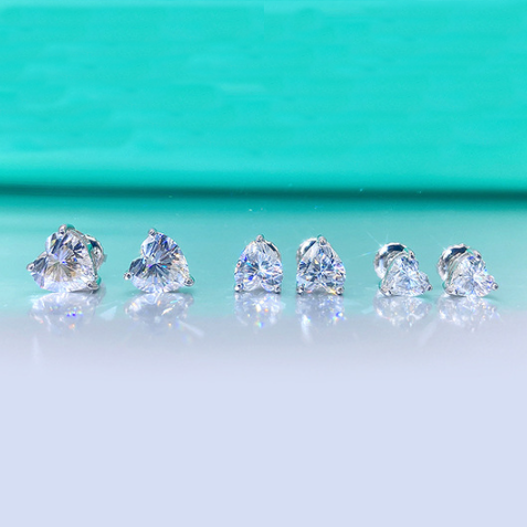 Bubble Letter Silver Moissanite VVS Heart Stud Earring for Women Hip Hop Jewelry