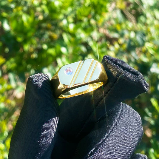 Bubble Letter Luxury Ring for Men Real Gold Plated Copper Cubic Zirconia Hip Hop Jewelry
