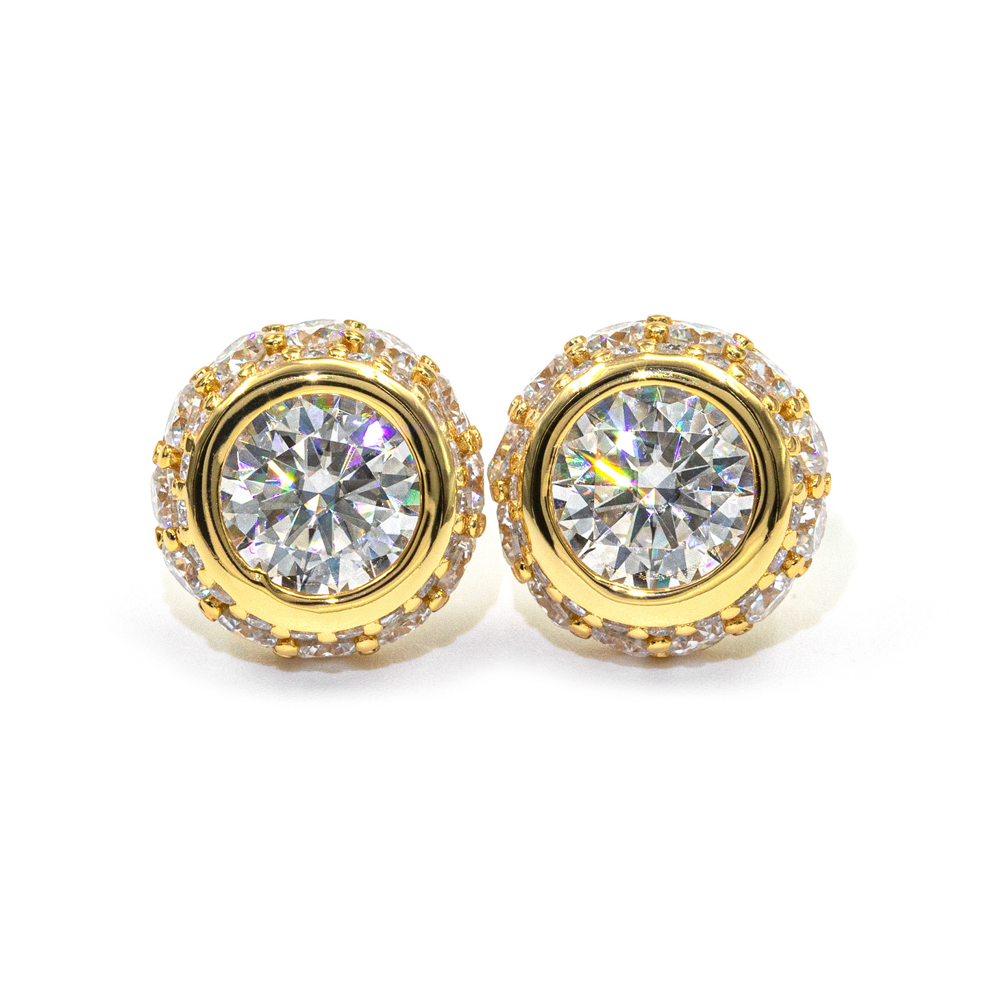 Bubble Letter Silver Moissanite VVS Round Stud Earring for Men Hip Hop Jewelry