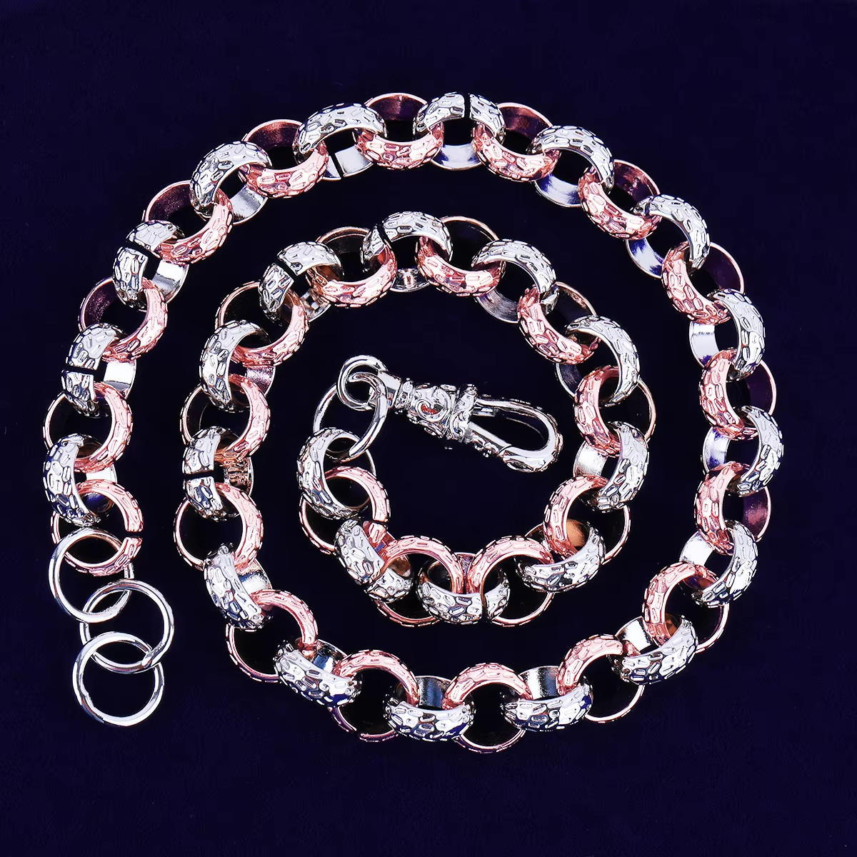 Bubble Letter Cuban Link Chain Necklace Choker for Men Real Copper Hip Hop Jewelry