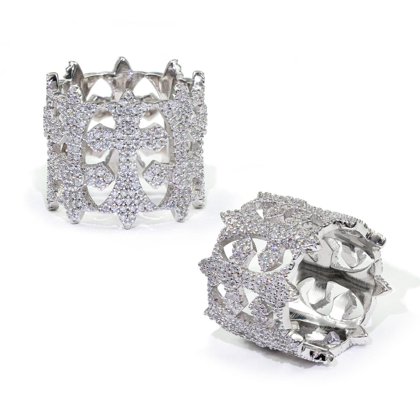 Bubble Letter Silver Moissanite VVS All Cross for Men Hip Hop Jewelry