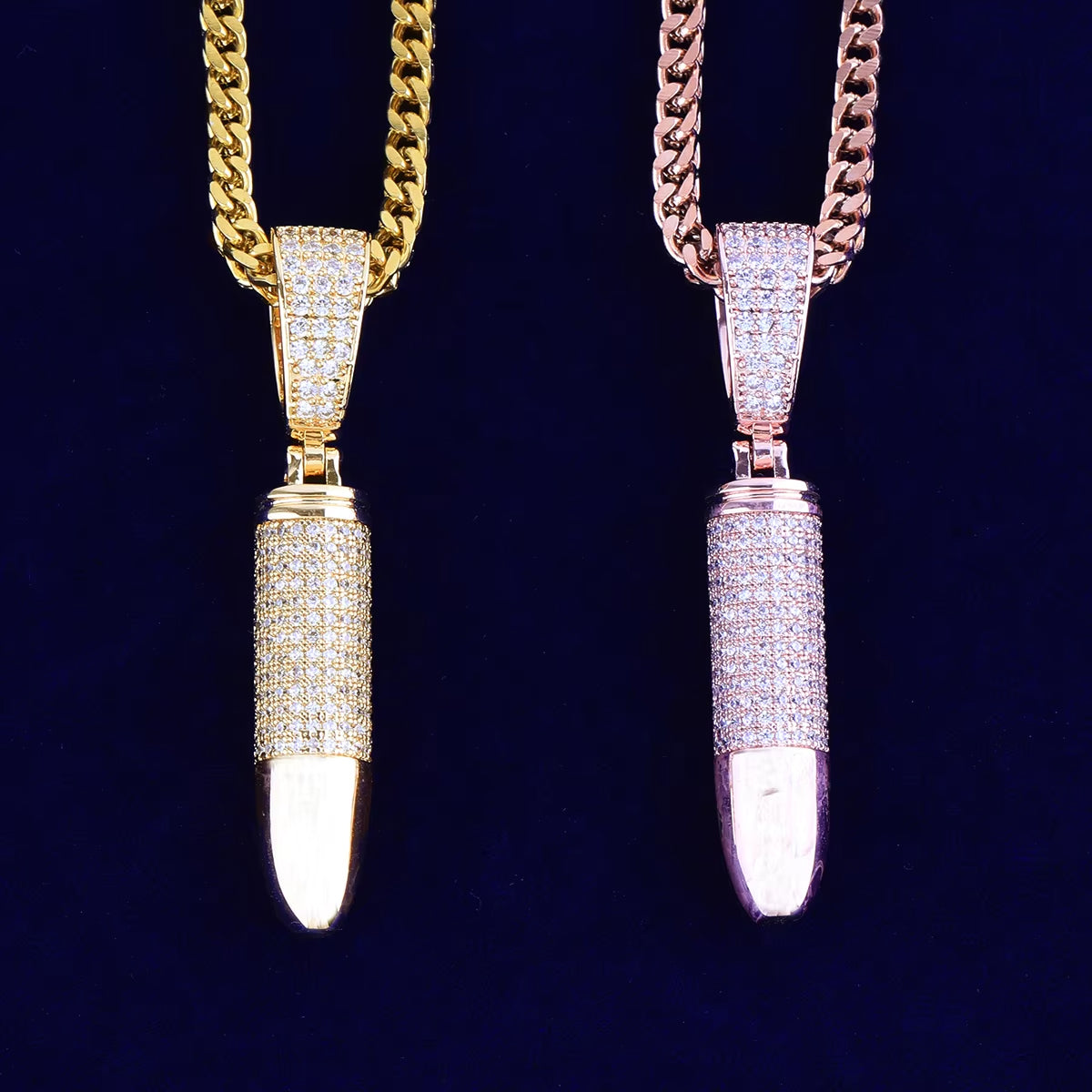 Bubble Letter Iced Out Bullet Necklace Pendant for Men Street Culture Prong Setting Charm Hip Hop Jewelry