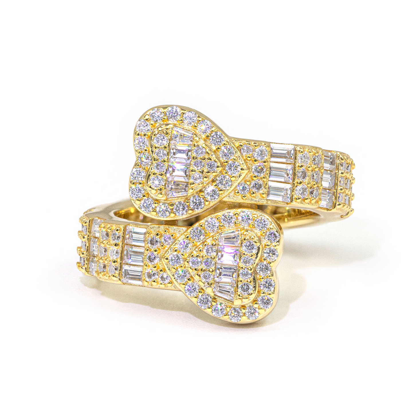 Bubble Letter Silver Moissanite VVS Baguette Heart Ring for Men Hip Hop Jewelry