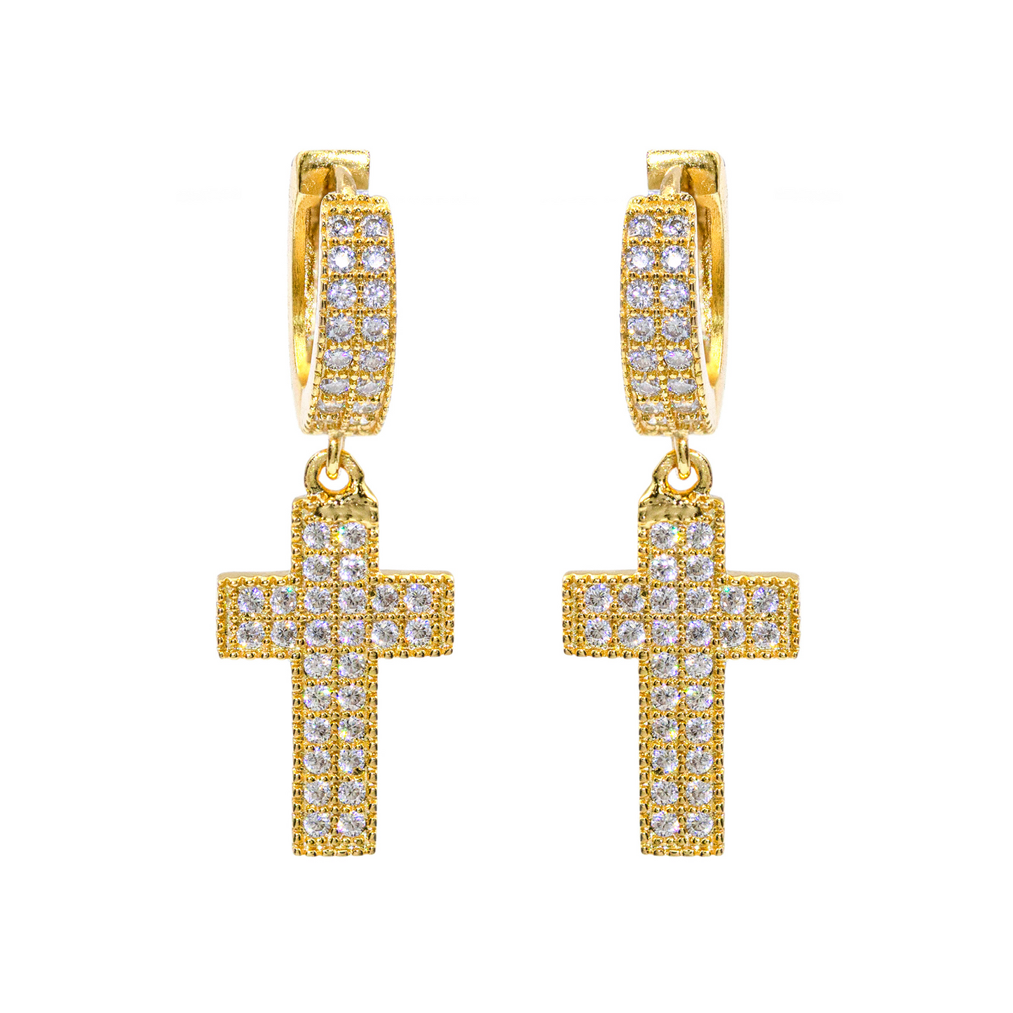Bubble Letter Silver Moissanite VVS Cross Eardrop Earring for Men Hip Hop Jewelry