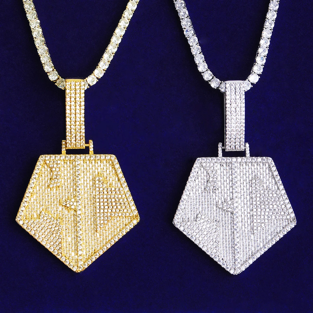 Bubble Letter Iced Out Name KC Necklace Pendant for Men Prong Setting 5A Cubic Zirconia Hip Hop Jewelry