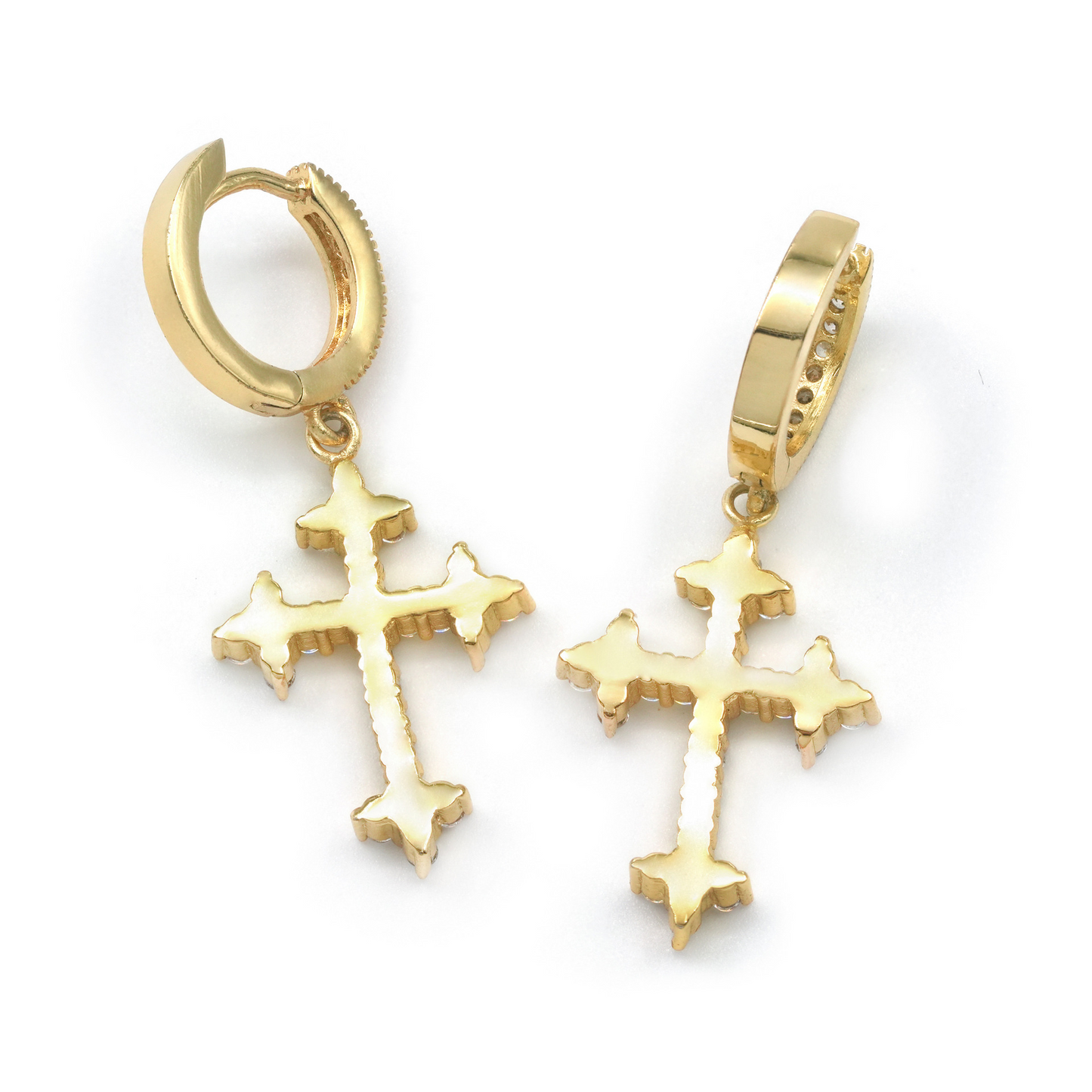 Bubble Letter Silver Moissanite VVS Cross Eardrop Earring for Men Hip Hop Jewelry