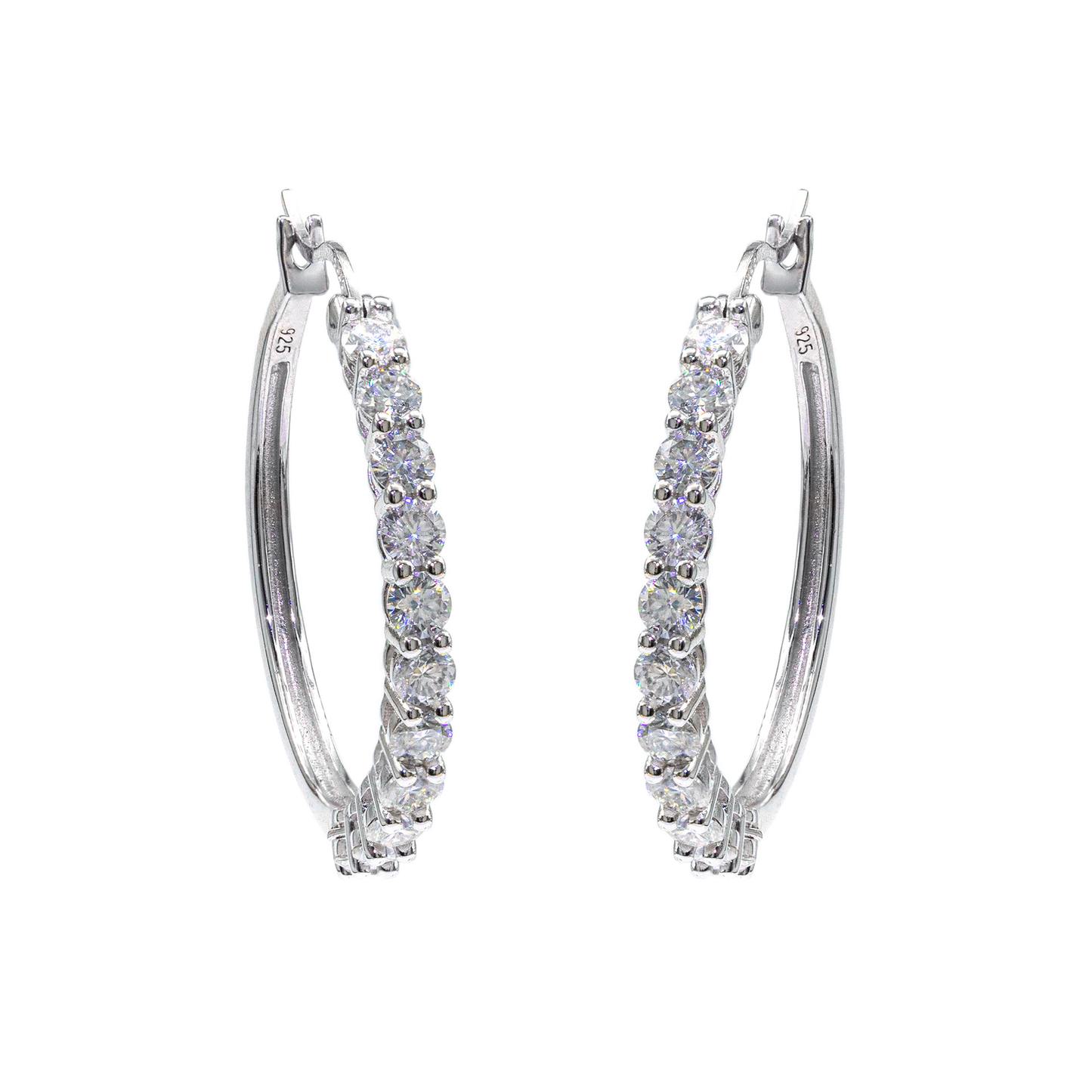 Bubble Letter Silver Moissanite VVS Hoop Earring for Women Hip Hop Jewelry