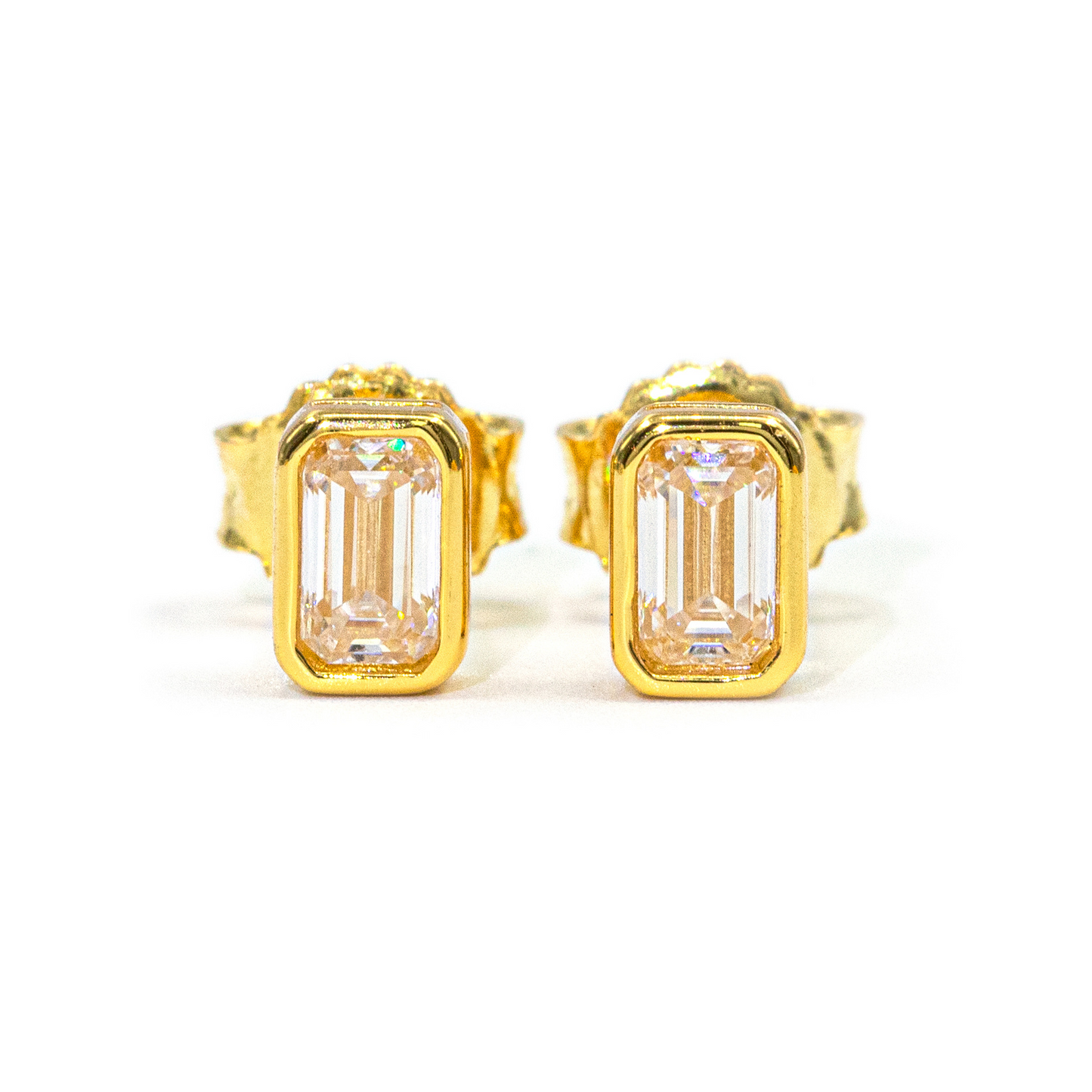 Bubble Letter Silver Moissanite VVS Rectangle Baguette Stud Earring for Men Hip Hop Jewelry