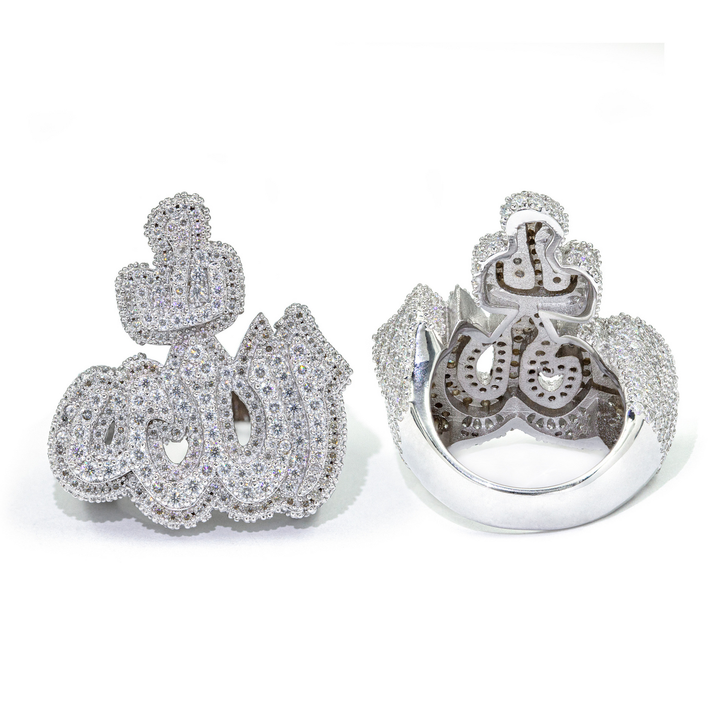 Bubble Letter Silver Moissanite VVS Ahlla Ring for Men Hip Hop Jewelry