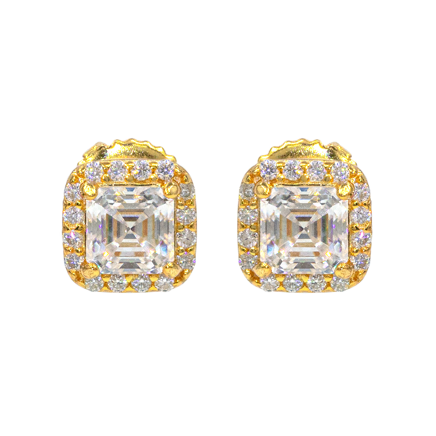 Bubble Letter Silver Moissanite Square Baguette Stud Earring for Men Hip Hop Jewelry