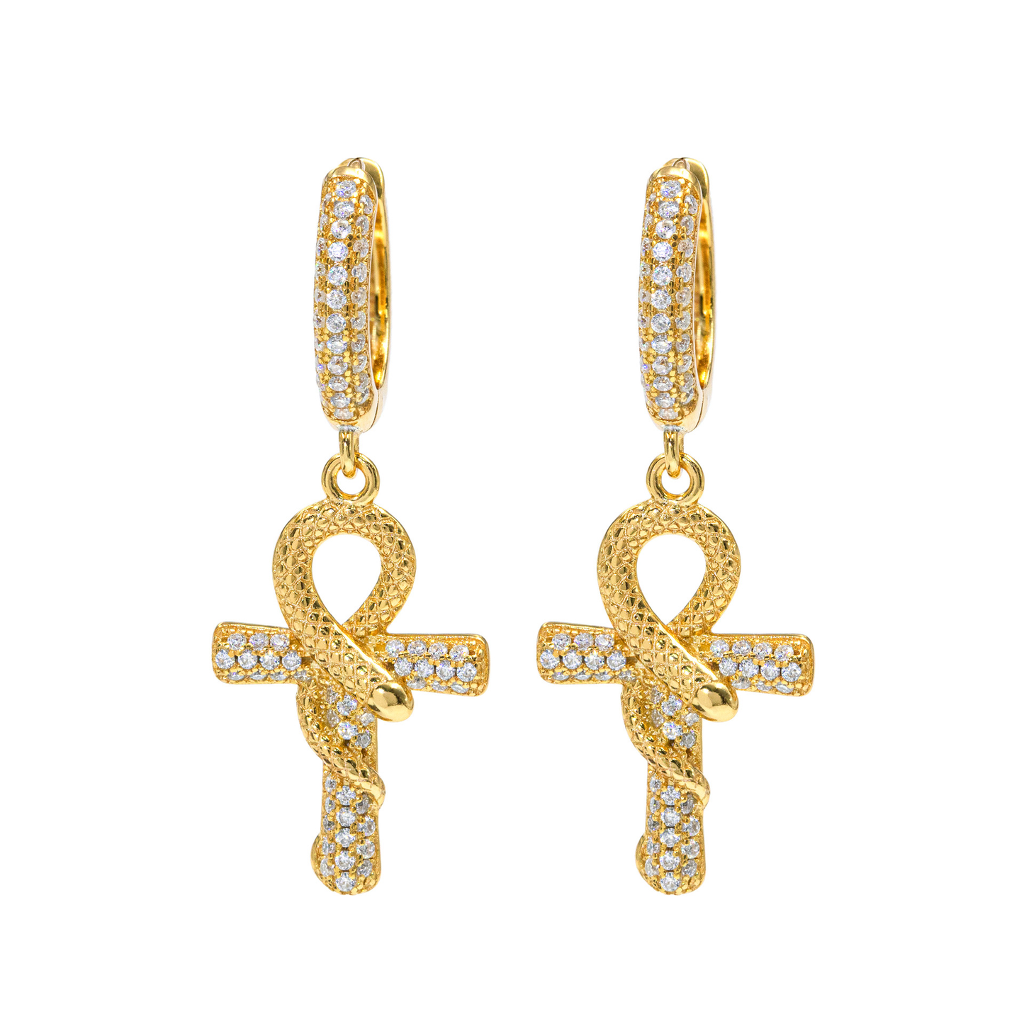 Bubble Letter Silver Moissanite VVS Snake Cross Eardrop Earring for Women Hip Hop Jewelry