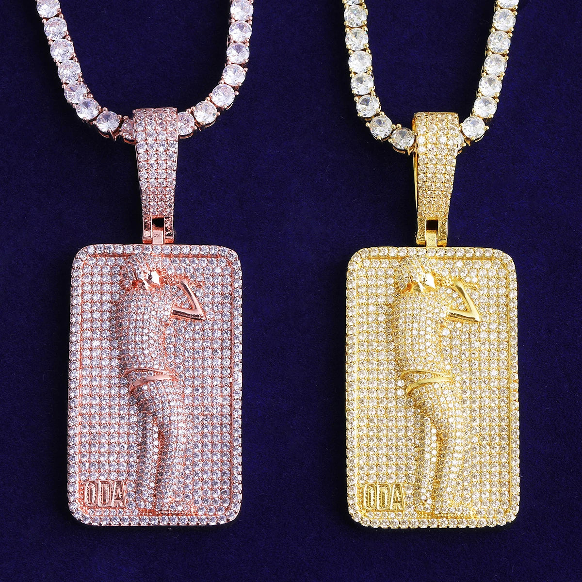 Bubble Letter Iced Out Dog Tag Singer Necklace Pendant for Men Real Gold Plated 5A Grade Hip Hop Jewelry