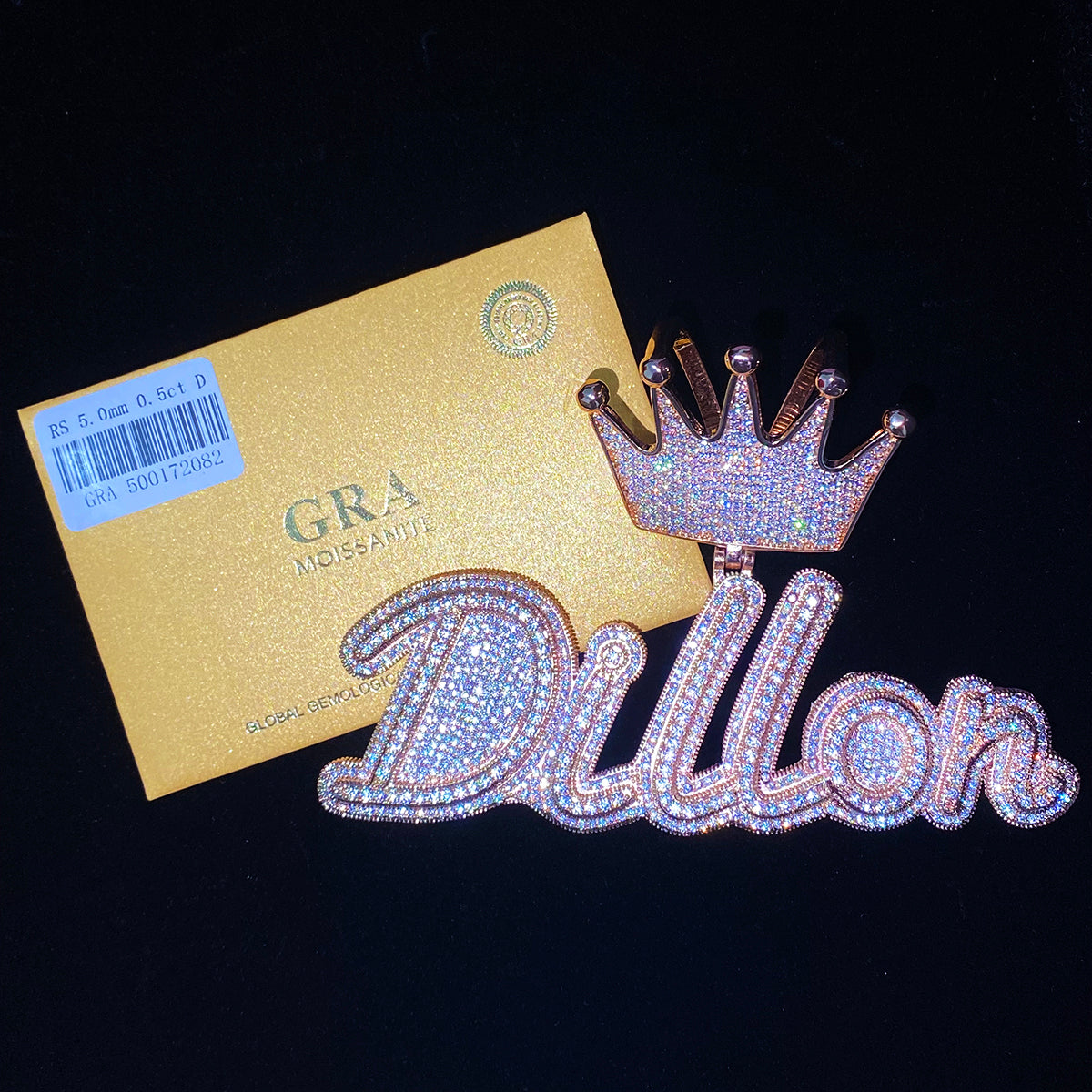 Bubble Letter Silver 925 Moissanite Iced Out Custom Name Necklace Pendant for Women Crown Bail Hip Hop Jewelry