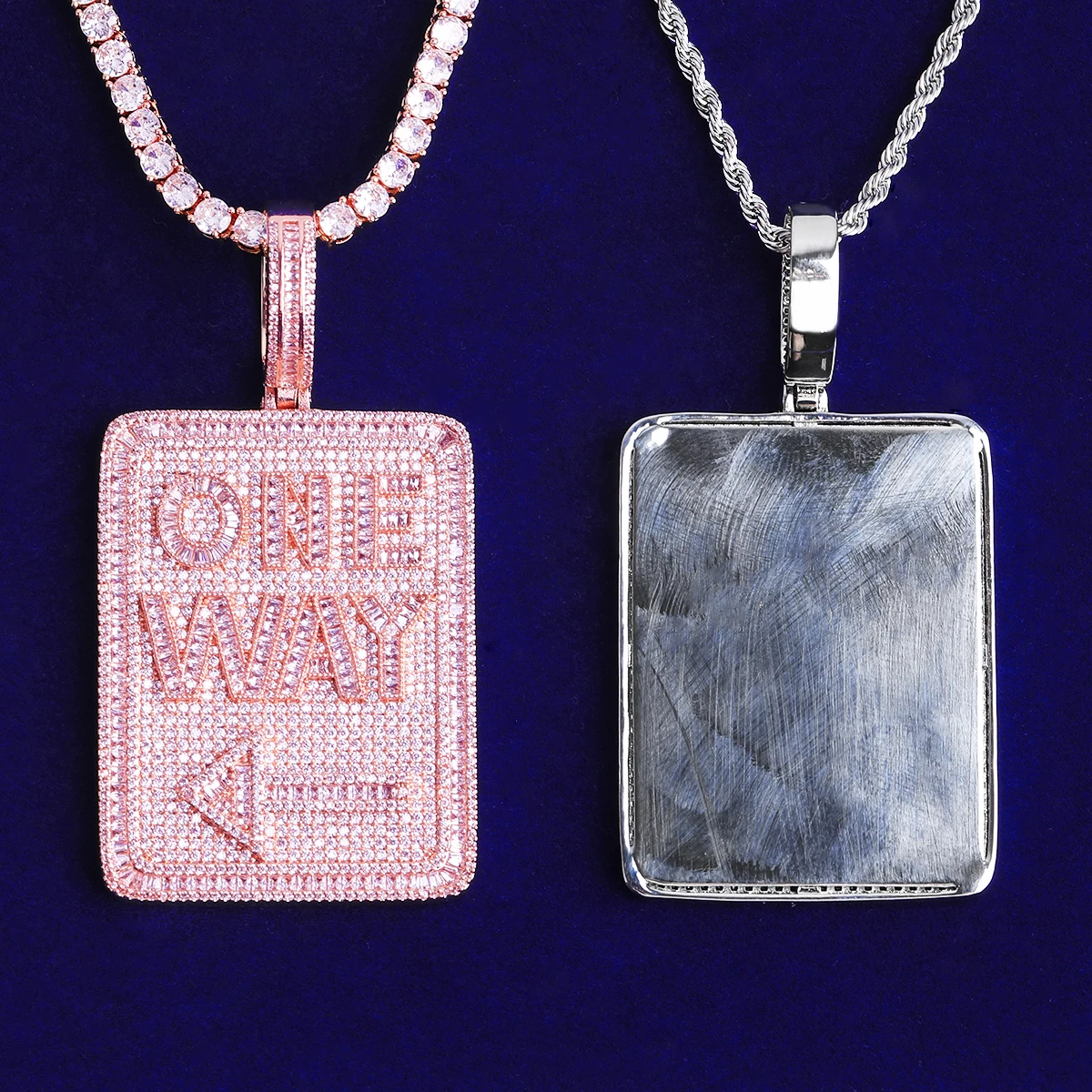Bubble Letter Iced Out One Way Tag Necklace Pendant for Men Prong Setting 5A Cubic Zirconia Hip Hop Jewelry