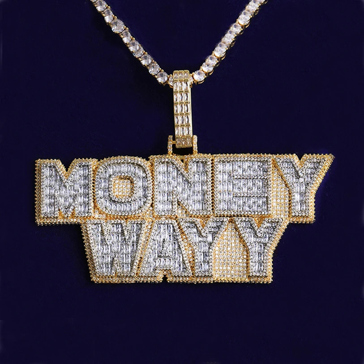 Bubble Letter Iced Out Custom Name Necklace Pendant for Men Real Gold Plated Hip Hop Jewelry