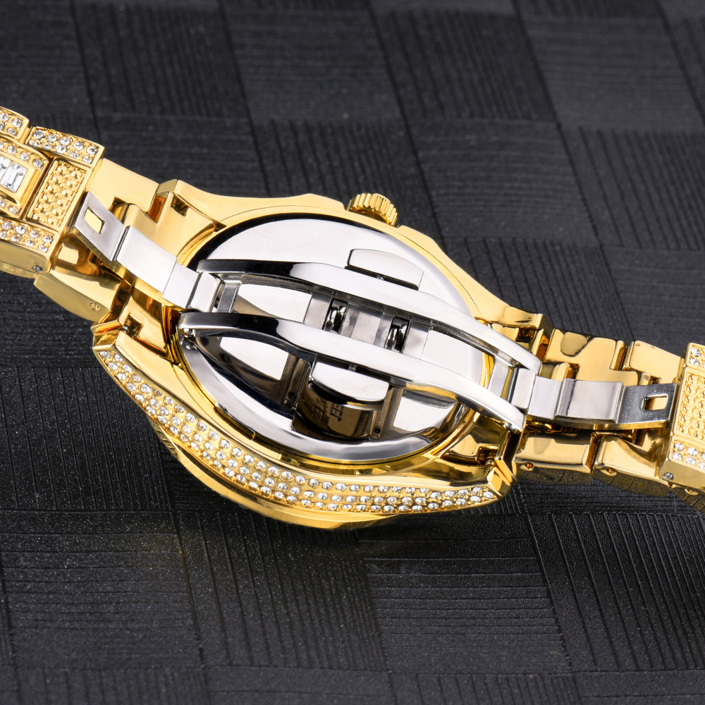 Bubble Letter DAY DATE ROMAN NUMERALS VVS ICED OUT DIAMOND WATCH