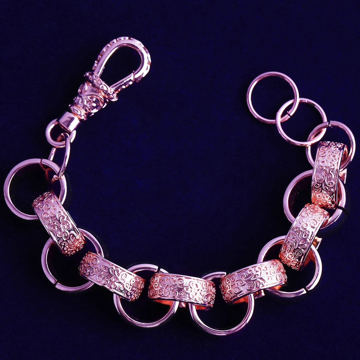 Bubble Letter 20mm Alternate Ornate Filigree Belcher Pattern Link Bracelet Real Gold Plated PVD Plate Hip Hop Jewelry