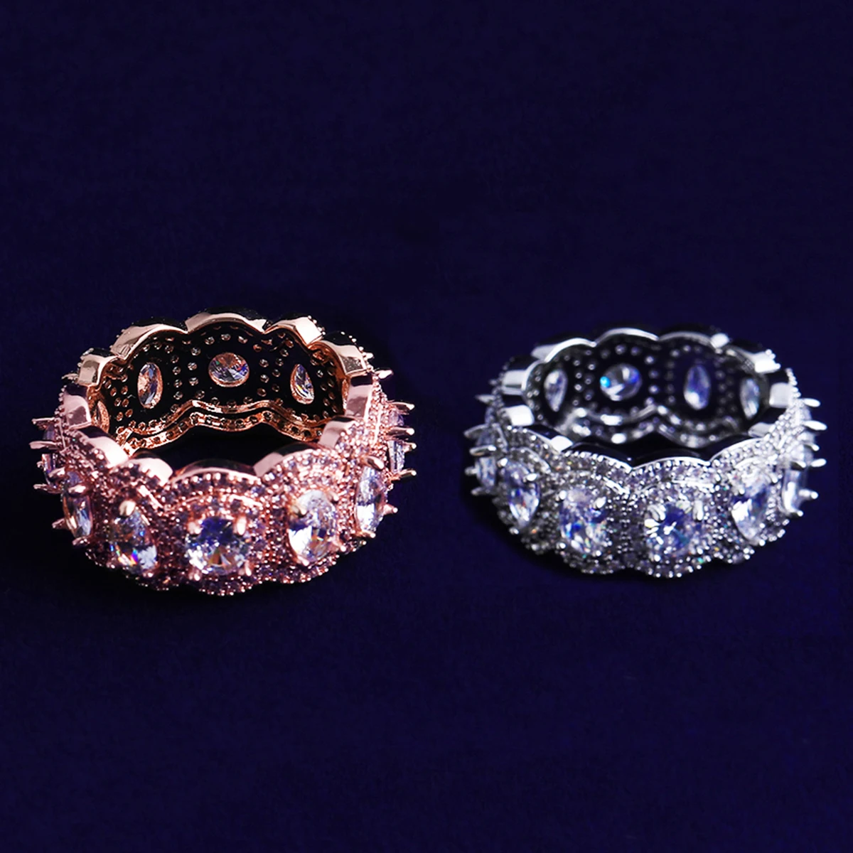 Bubble Letter Iced Out Multi Shape Stones Ring for Men Real Gold Plated Cubic Zirconia Hip Hop Jewelry