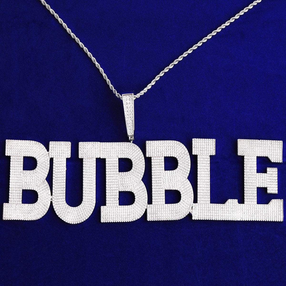 Bubble Letter Iced Out Custom Large Name Necklace Pendant for Men Paved Setting 5A Cubic Zirconia Hip Hop Jewelry
