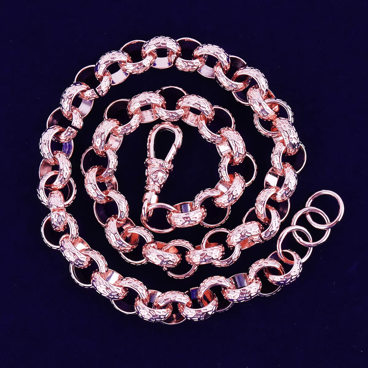 Bubble Letter Cuban Link Chain Necklace Choker for Men Real Copper Hip Hop Jewelry