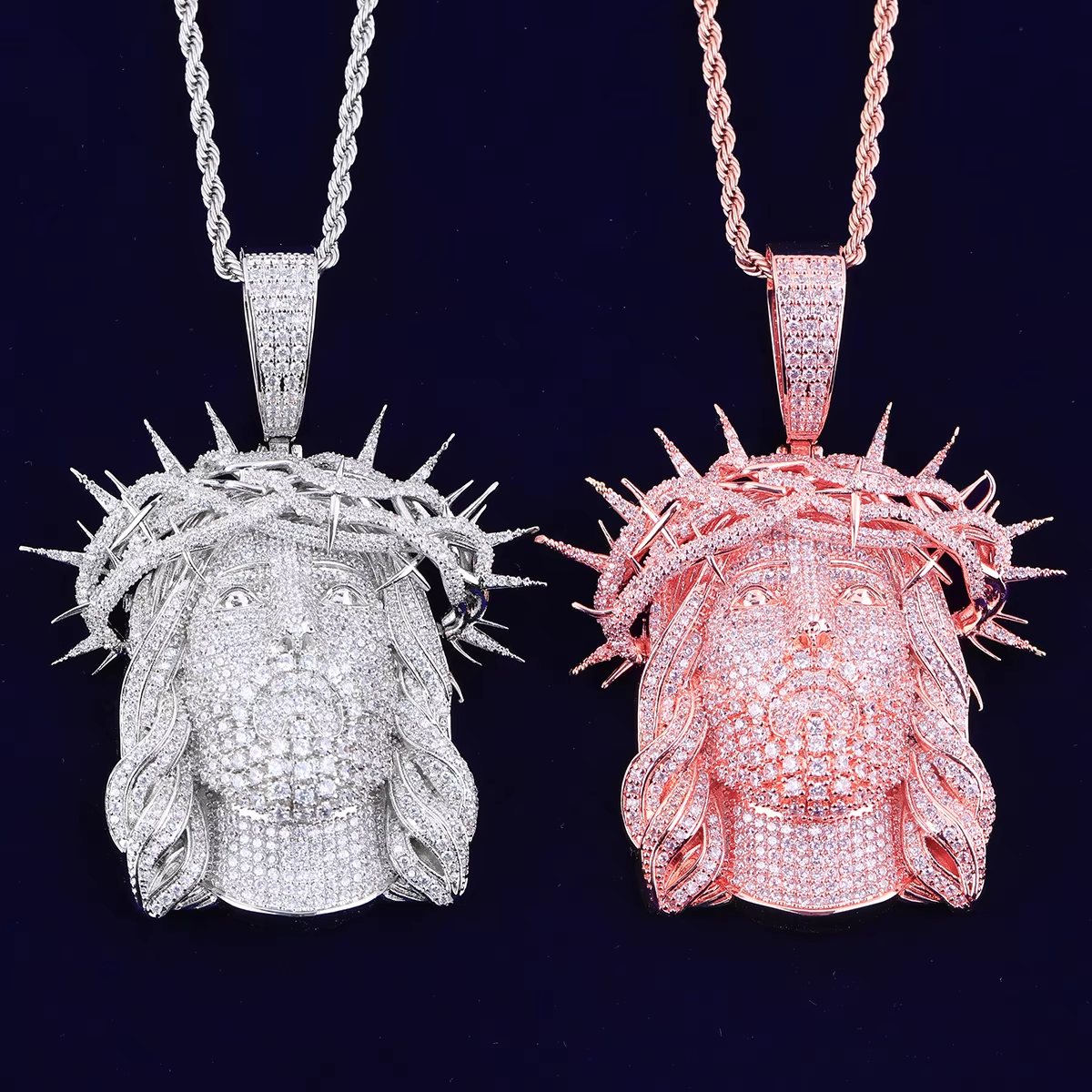 Bubble Letter Iced Out Ratten Jesus Necklace Pendant for Men Prong Setting Cubic Zirocnia Hip Hop Jewelry
