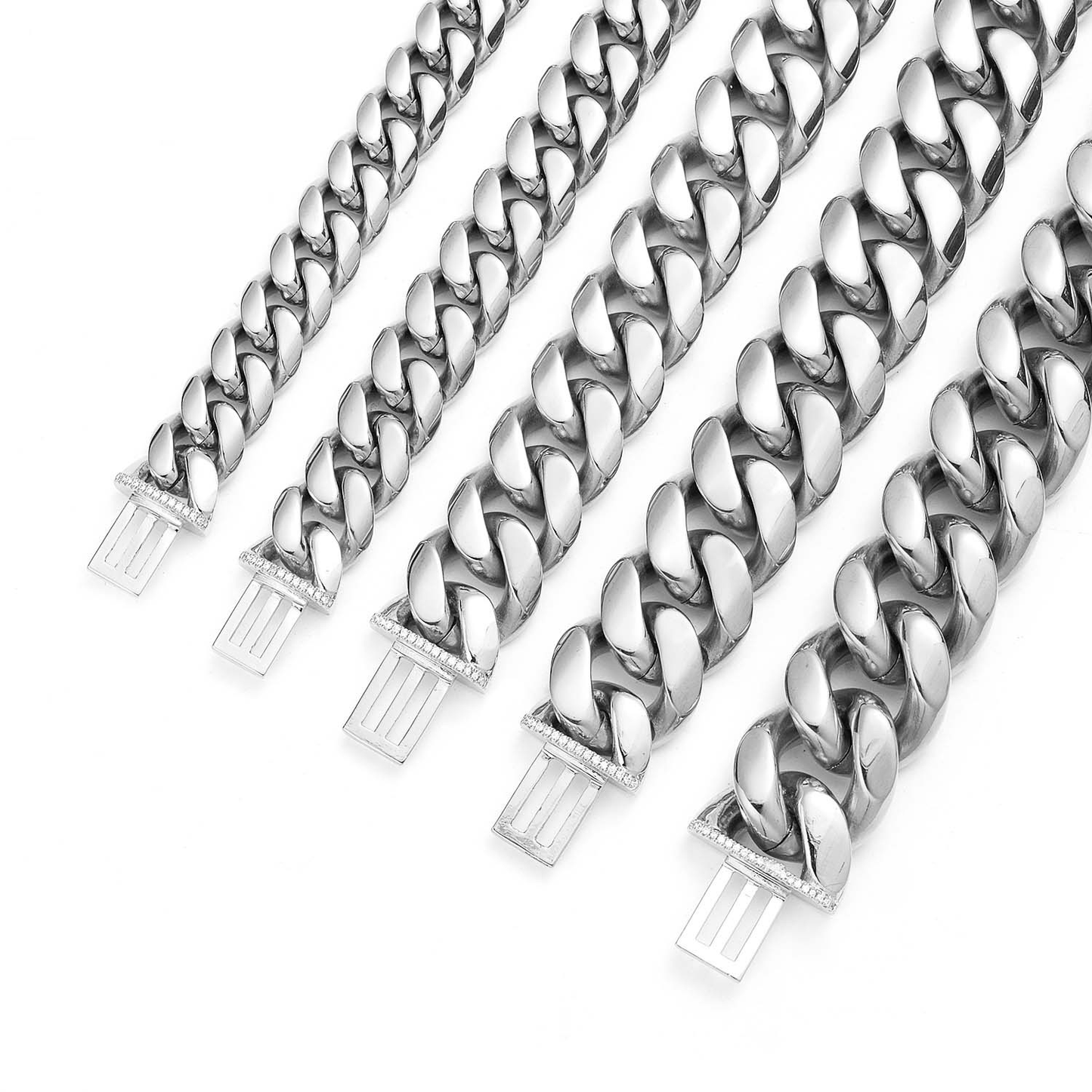 Bubble Letter Stainless Steel Miami Cuban Link Chain for Men Necklace Choker PVD Plating Real Silver Plated Flip Button Hip Hop Jewelry