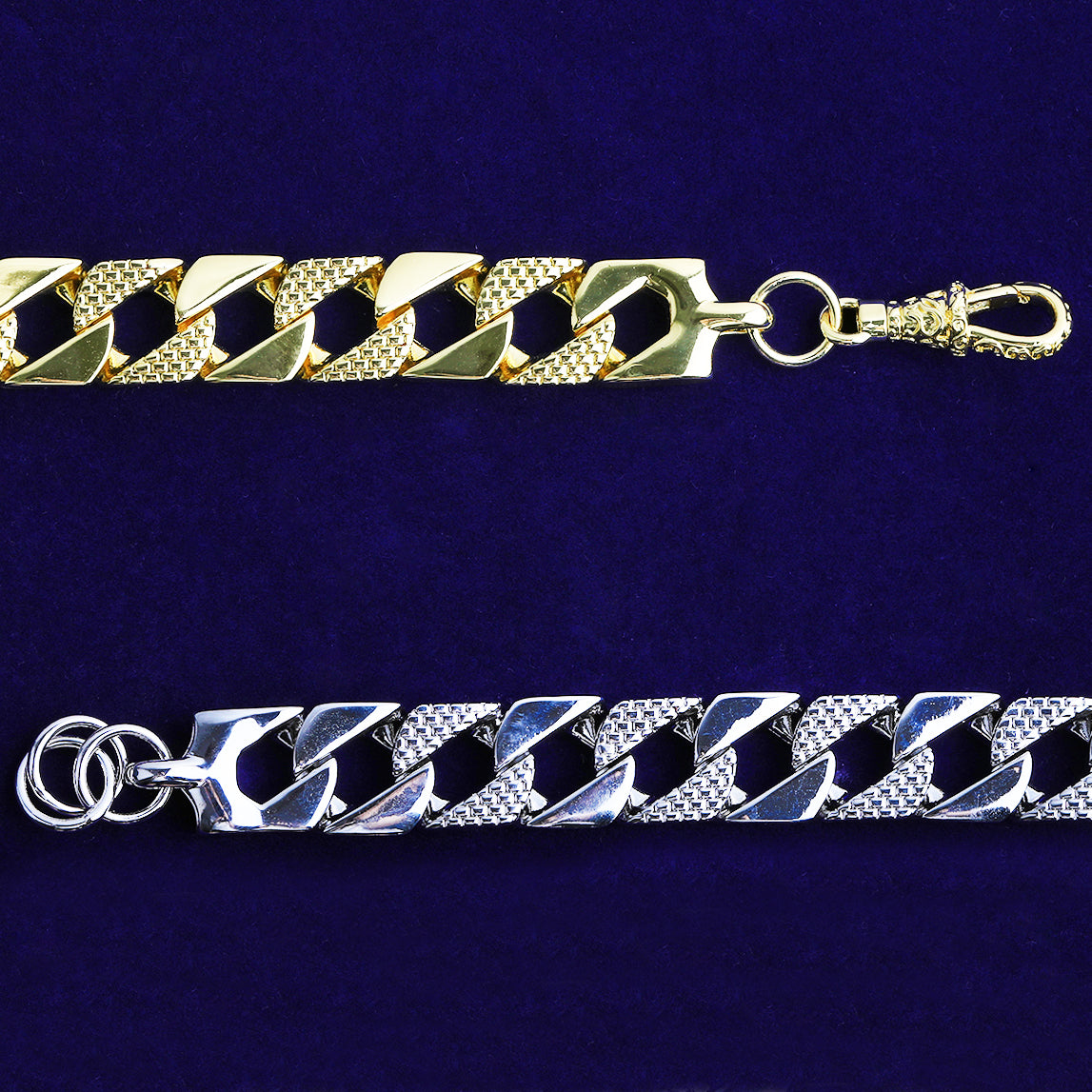 Bubble Letter 15mm Semi Patterned Cuban Link Belcher Bracelet for Men Real Copper Gold Plated Hip Hop Jewelry Albert Clasp