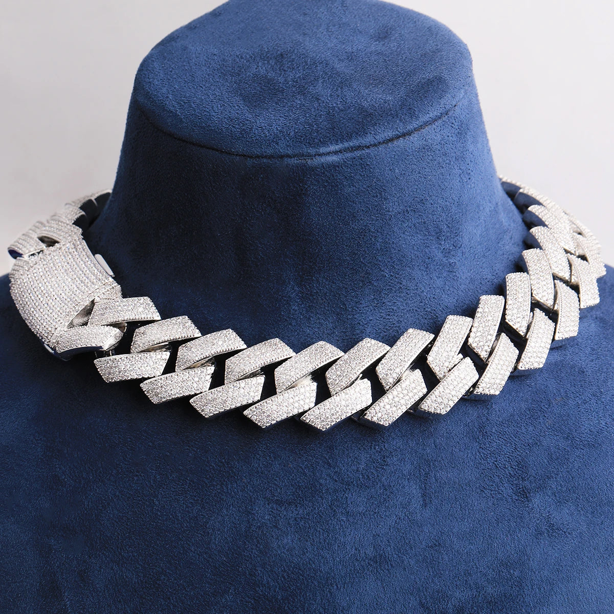 Bubble Letter Men Hip Hop Necklace Choker 20mm 4Row Miami Cuban Chain Iced Out Zirconia Link Fashion Rock Rapper Jewerly