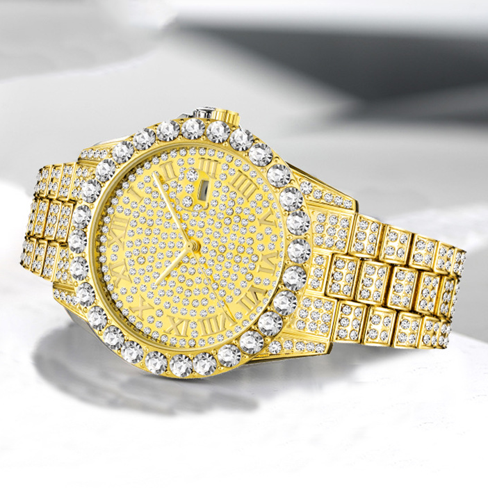 Bubble Letter BLING TENNIS BODY ROMAN NUMERALS ICED OUT DIAMOND WATCH