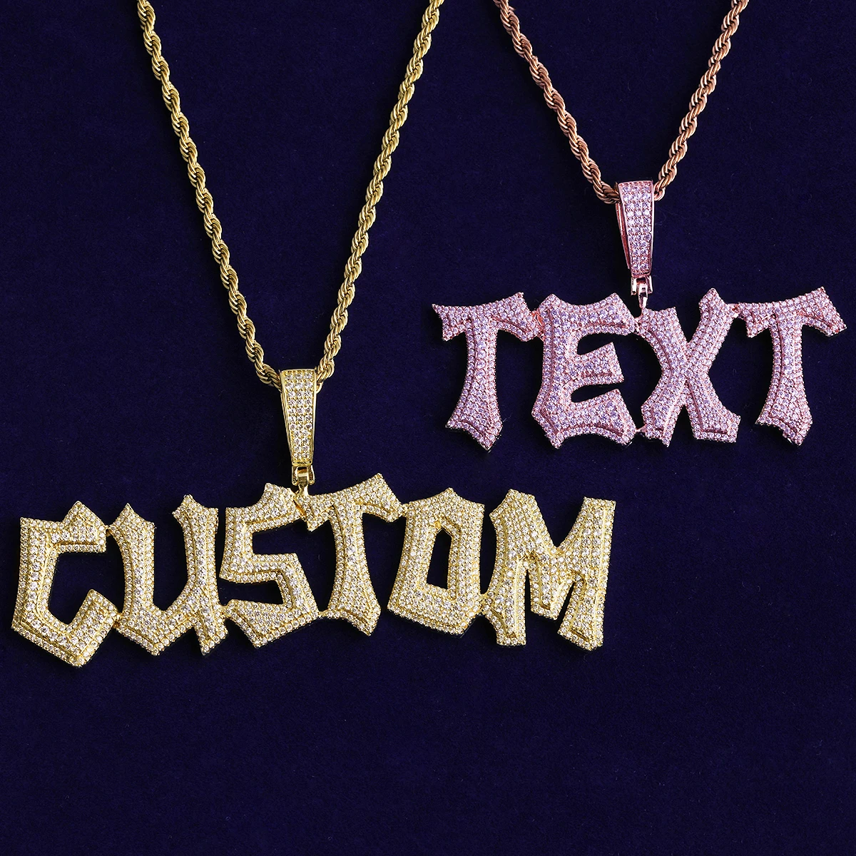 Bubble Letter Iced Out Custom Name Necklace Pendant for Men Paved Setting 5A Cubic Zirconia Hip Hop Jewelry