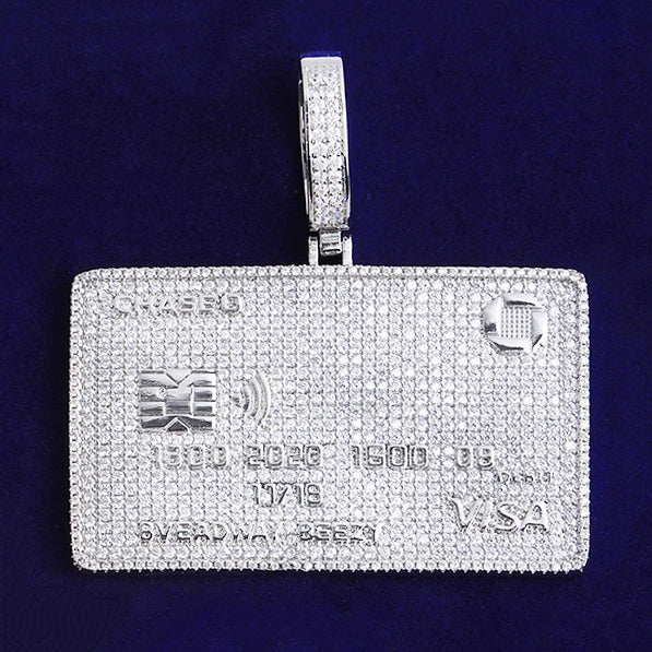 Bubble Letter Iced Out Credit Card Necklace Pendant for Men Real Gold Plated 5A Cubic Zirconia Hip Hop Jewelry