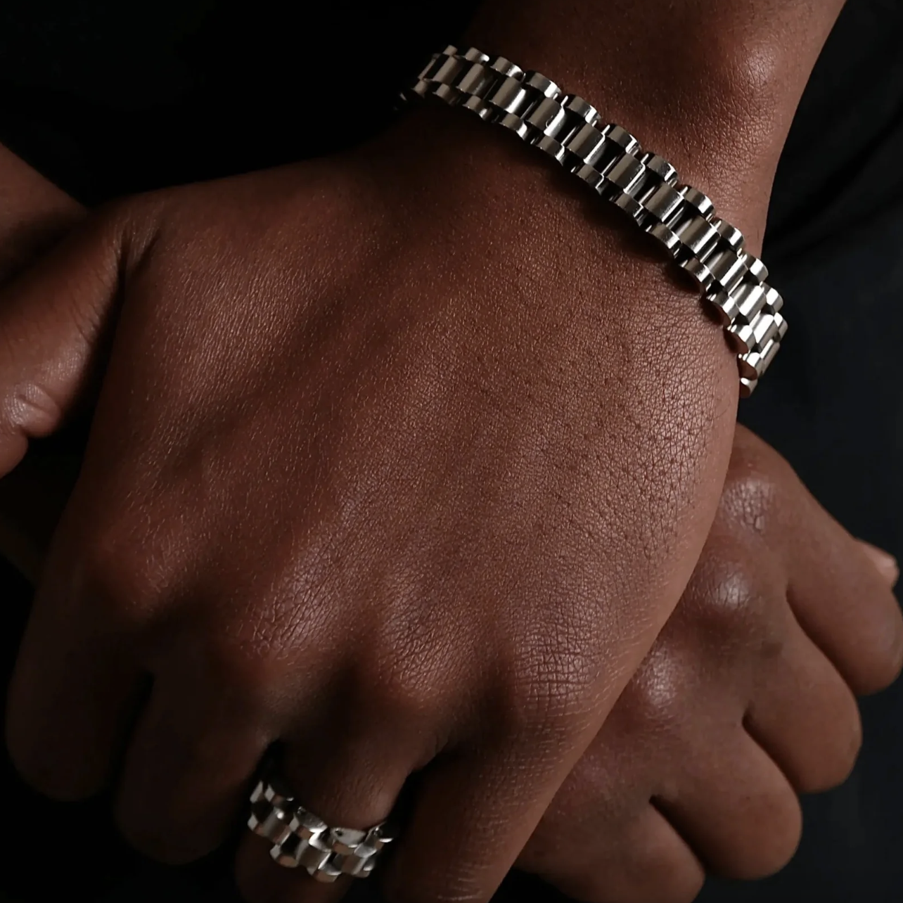 Bubbble Letter Stainless Steel Jewelry Set Presidential Gold PVD Plate Bracelet Ring Set Hip Hop Jewelry